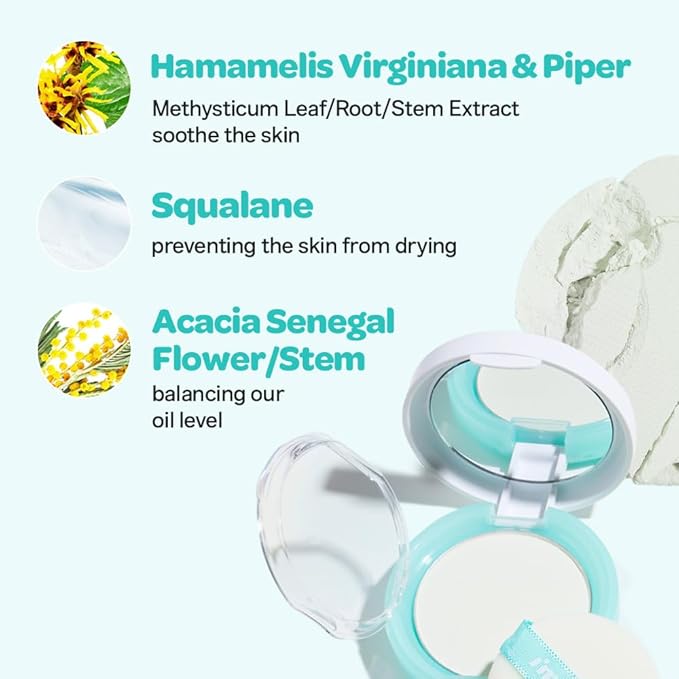 I'M MEME Compact - Oil Cut Pact | Sebum Absorbing, Korean Pressed Setting Powder for Blurring Effect, Makeup Powder Foundation, Translucent Compact, Finishing Powder, Oil Control Face Powder, 0.35 Oz