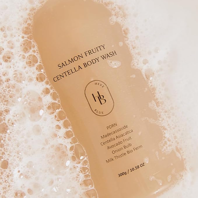 HEVEBLUE Salmon Fruity Centella Body Wash - Sensitive Skin, Korean Skincare, Bodycare, Hypoallergenic, Allergen-free Fragrance, PDRN, Salmon PDRN, Moisturizing, Natural Surfactants, K-Beauty