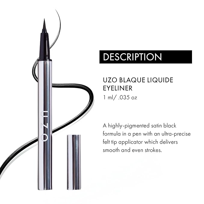 UZO Liquid Eyeliner Waterproof, Precise Felt Tip Eye Liner Pen, High Pigmented Black Liquid Eyeliner, Long Lasting & Smudge-proof, Vegan & Cruelty-free, Satin Finish - Easy Glide & Quick Dry