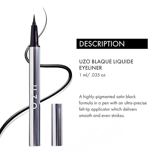 UZO Liquid Eyeliner Waterproof, Precise Felt Tip Eye Liner Pen, High Pigmented Black Liquid Eyeliner, Long Lasting & Smudge-proof, Vegan & Cruelty-free, Satin Finish - Easy Glide & Quick Dry