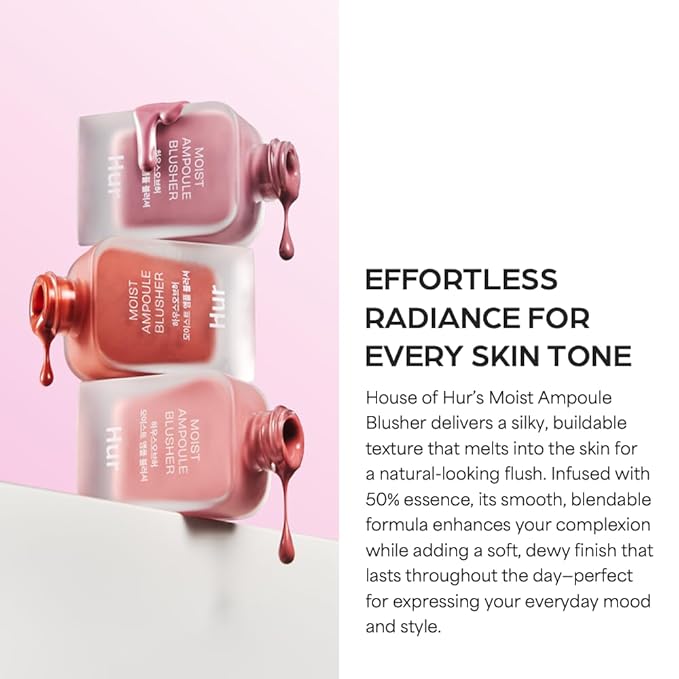 House of Hur Moist Ampoule Blusher with 50% Moisture Essence | Hydrating & Long-Lasting Blush | 0.68fl.oz (9 Shades) (Deep Plum)