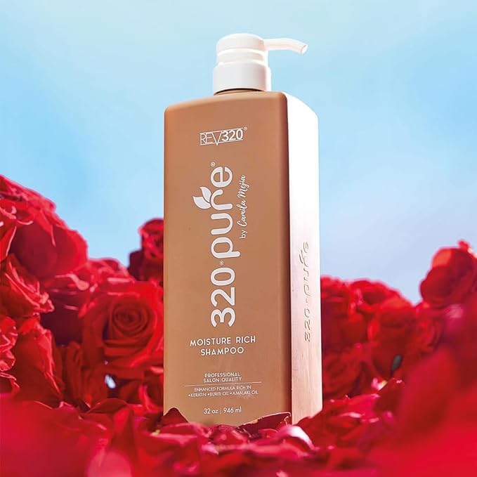 320Pure Moisture Rich Shampoo, Professional Salon, Nourishes and Repairs All types of Hair, Keratin-Omega, Argan Oil, (32oz)