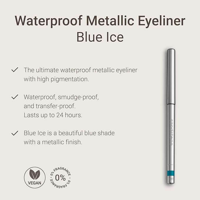Sandstone Scandinavia Hypoallergenic Waterproof Eyeliner - Fragrance Free Metallic Eye liner - Vegan and Cruelty Free Eye Pencil - Eyeliner Pencil for Sensitive Eyes (Blue Ice)