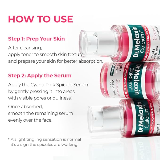 Dr.Melaxin Cemenrete Cyano Pink Spicule Serum with Calcium, korean skin care pore tightening refines pores tightening serum 1.01 fl. oz.