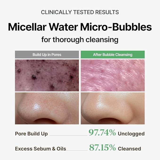 MENOKIN Cotton Cloud Bubble Cleanser [Pore Clear] Green Clay, Low pH, Deep Pore Cleanser for Sensitive Skin, Hydrating & Non-Stripping, Gentle Face Wash, Foaming bubbles, Korean Skincare 5.07 fl oz