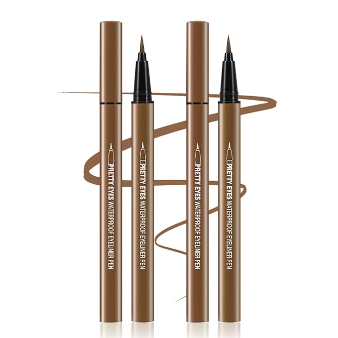 Boobeen 2pcs Liquid Eyeliner Pen, Matte Eye Liner with Precision Tip, Long Lasting Eyeliner Pencil for Bold Eye Makeup, Glides on Smoothly