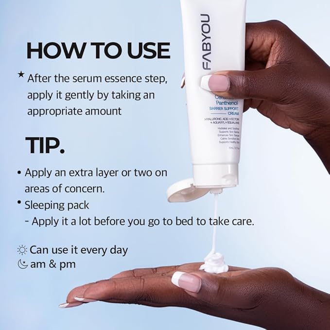 Ceramide Panthenol Barrier Support Moisturizer 2.71 fl oz - Long-lasting Hydration & Soothing for Dry & Sensitive Skin, Strengthens Barrier with 8 Types of Hyaluronic Acid, Korean Skincare