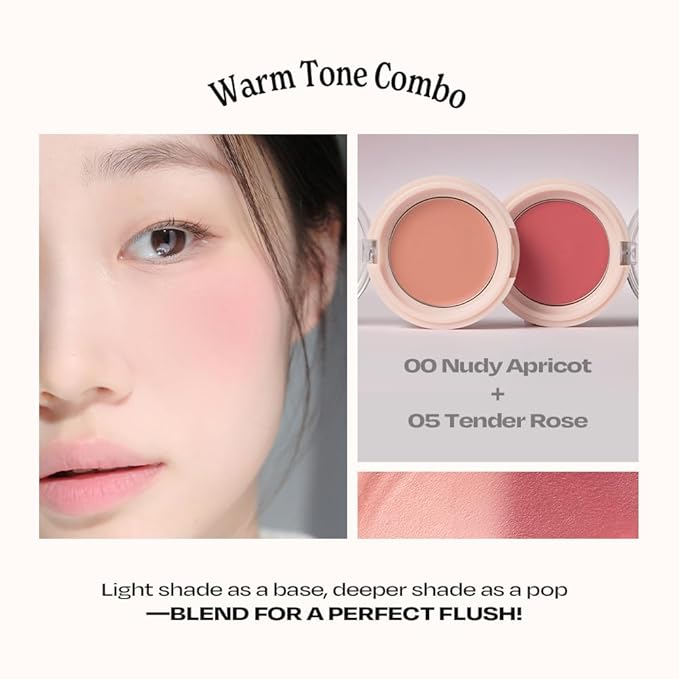 Balmy Cream Cheek No.0 Nudy Apricot | Lightweight, Natural Finish Cream Blush with Blurring Effect | 2.5g