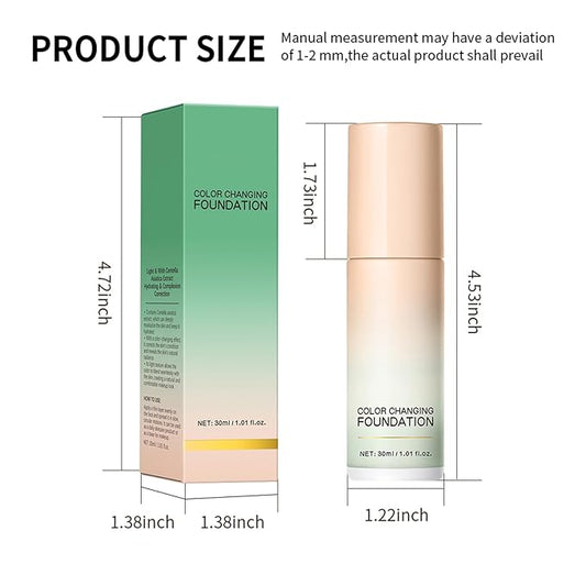 Green Color Changing Foundation, Color Correcting CC Cream with Centella, Even Red Skin Tone, Lightweight Non-Greasy, Hydrating, Sheer Coverage, Multiuse Face Concealer with Natural Finish