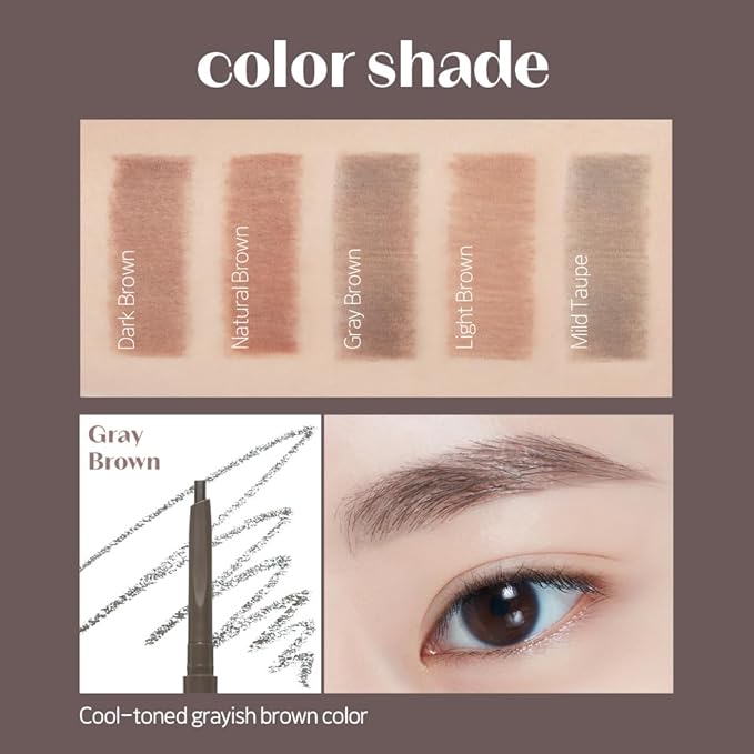 ETUDE Bare Edge Brow Pencil, Eyebrow Pencil, Slim 3D Hexagon, Natural Looking, Korean Makeup, Beauty, Grey Brown (0.003 Ounce)