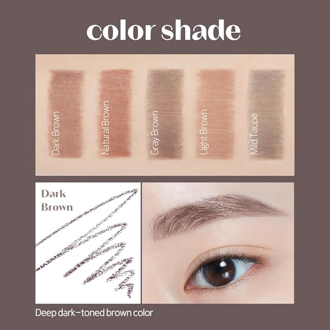 ETUDE Bare Edge Brow Pencil, Eyebrow Pencil, Slim 3D Hexagon, Natural Looking, Korean Makeup, Beauty, Dark Brown (0.003 Ounce)