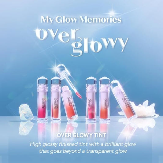 ETUDE Over Glowy Lip Stain Tint #17 Diamond Forever | Non-Sticky Vegan Lip Tint | Moisturized & Long-lasting Lip Gloss | Daily Tint for Dry Lips, Korean Makeup, K-beauty, Perfect for Gift