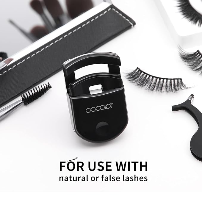 Docolor Eyelash Curler Portable Lash Curler with 1 Silicone Refill Pads Mini Eye Lashes Curlers Professional Travel Makeup Tools for All Eye Shapes