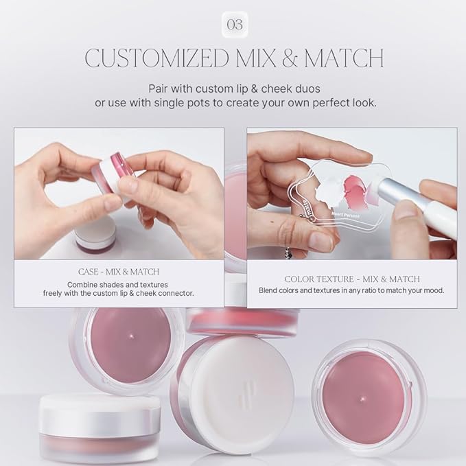 Heart Percent Dote On Mood Custom Lip & Cheek Single – Blendable & Buildable Soft Velvety Matte Cream Blush (Fog Pot), Long-Lasting Lightweight Multi-Use & Lip Tinted Balm 4.7g, M04. Peach Pink