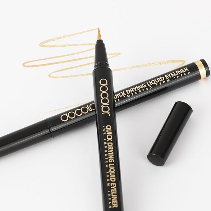 docolor Eyeliner, 2PCS Gold Liquid Eyeliner Waterproof Eye Liner Pen Super Slim Precise All Day Gold Eye Pencils Professional Makeup Liquid Eye Liner Pencil for Women