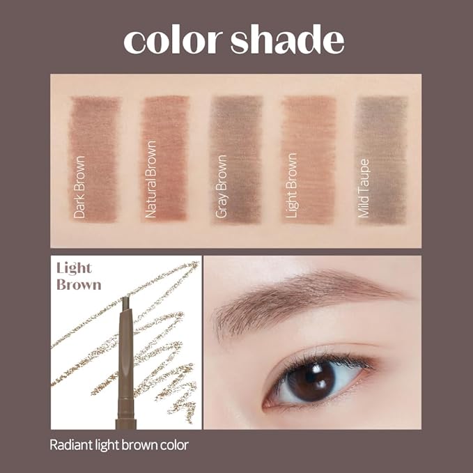 ETUDE Bare Edge Brow Pencil, Eyebrow Pencil, Slim 3D Hexagon, Natural Looking, Korean Makeup, Beauty, Light Brown (0.003 Ounce)
