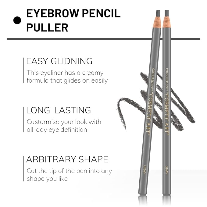 Ownest 6 Pcs Peel-off Eyebrow Pencil Tattoo Makeup and Microblading Supplies Set for Marking, Filling and Outlining, Waterproof and Durable Permanent Eyebrow Liner-Grey