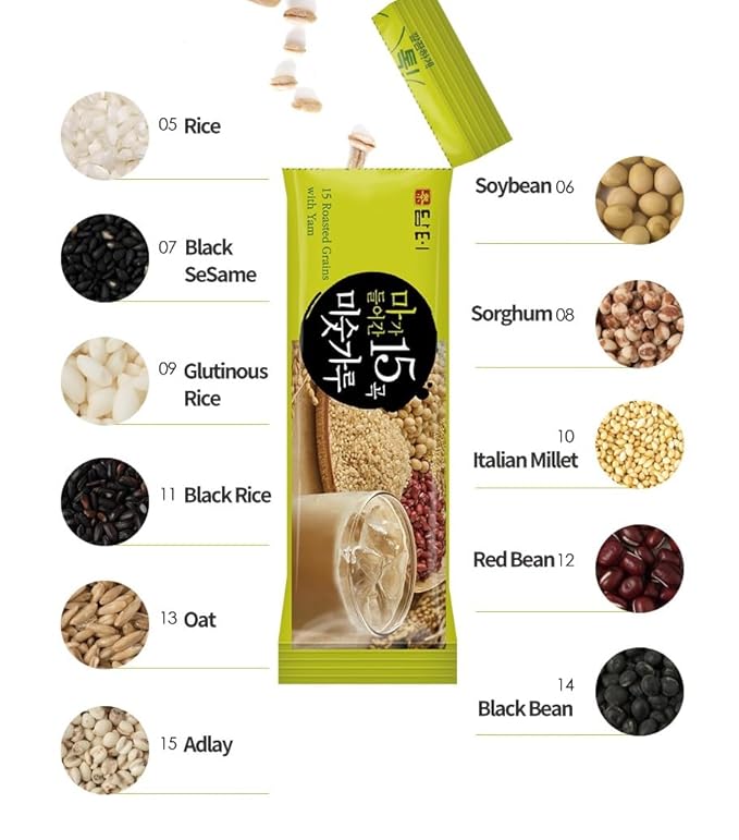 Damtuh Korean 15 Multi Mixed Roast Grain Powder Meal Replacement Shake – Healthy Breakfast Drink, Nutritious Grain Misugaru, 20g x 40 Sticks