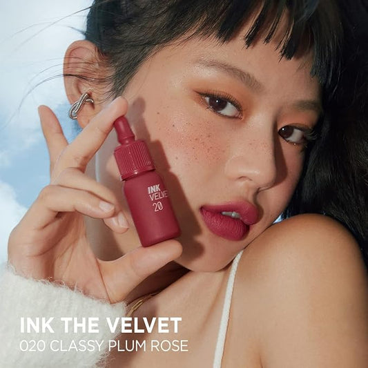 Peripera Ink the Velvet Lip Tint - High Pigment Color, Longwear, Weightless, Not Animal Tested, Gluten-Free, Paraben-Free (020 CLASSY PLUM ROSE)