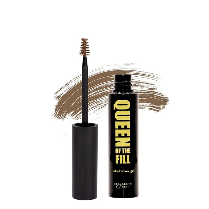 Elizabeth Mott Queen of the Fill Tinted Eyebrow Gel – Brow Filler, Volumizer & Setter – Defines, Shapes & Covers Gray Hairs – Water-Resistant, Long-Lasting – Cruelty-Free – Light Medium Brown 4g