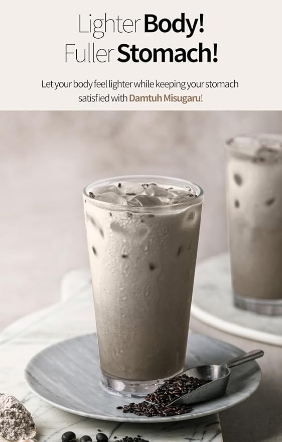 Damtuh Misugaru – Korean Black Mixed Grain Powder Drink, Traditional Multigrain Meal Replacement Shake with Black Rice, Black Beans & Sesame, 20g x 12 Sticks