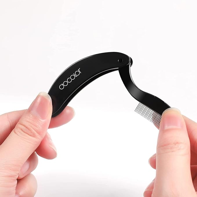 Docolor Foldable Eyelash Comb Separator Folding Lash Comb Eyebrow Mascara Applicator Eyelash Definer Arc Designed Cosmetic Brushes Tool