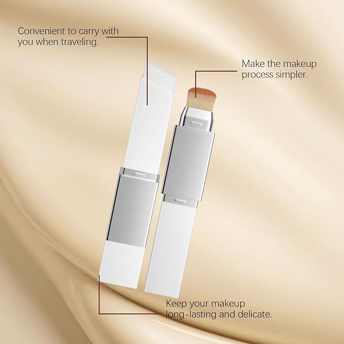 New Blanc Cover Cream Stick V - Color Changing Foundation Stick - Hydrating Concealer Base Makeup, Dual-Ended with Built-in Brush, Portable for Daily Use (Ivory White)