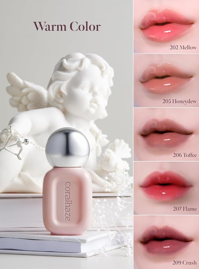 Dew Drop Tint #203 Bubbly 4.5g, Hydrating, Glossy, Lightweight Lip Stain with High-shine, Long Lasting Color with Moisturizing Lip Drop, Dewy Finish, Korean Beauty Makeup