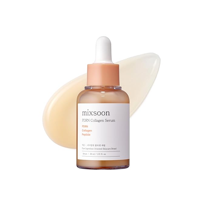 mixsoon PDRN Collagen Serum Lightweight Peptide Hydraing Moisturizer for face Skin Texture Barrier 1.01 Fl. Oz / 30ml Korean Glass Skin Care