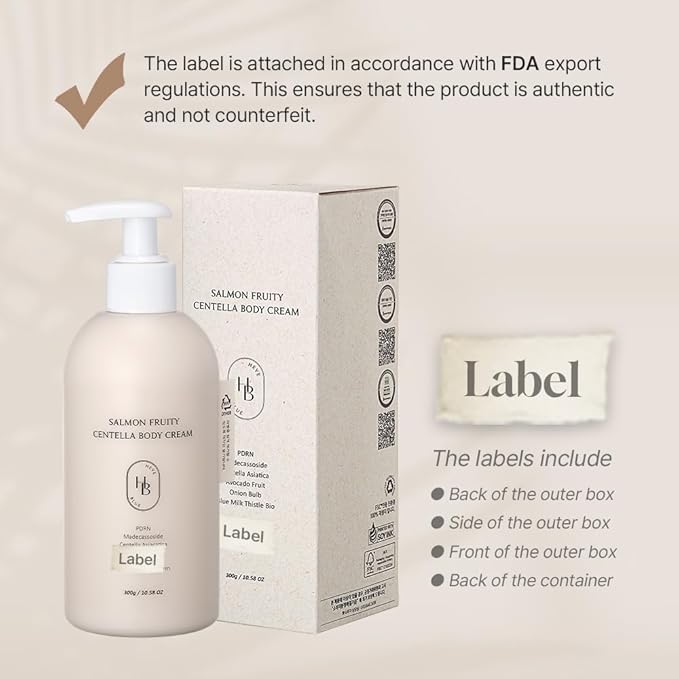 HEVEBLUE Salmon Fruity Centella Body Cream - Sensitive Skin, Itchy Skin, Korean Skincare, Bodycare, Hypoallergenic, Allergen-free Fragrance, PDRN, Salmon PDRN, Moisturizing, K-Beauty