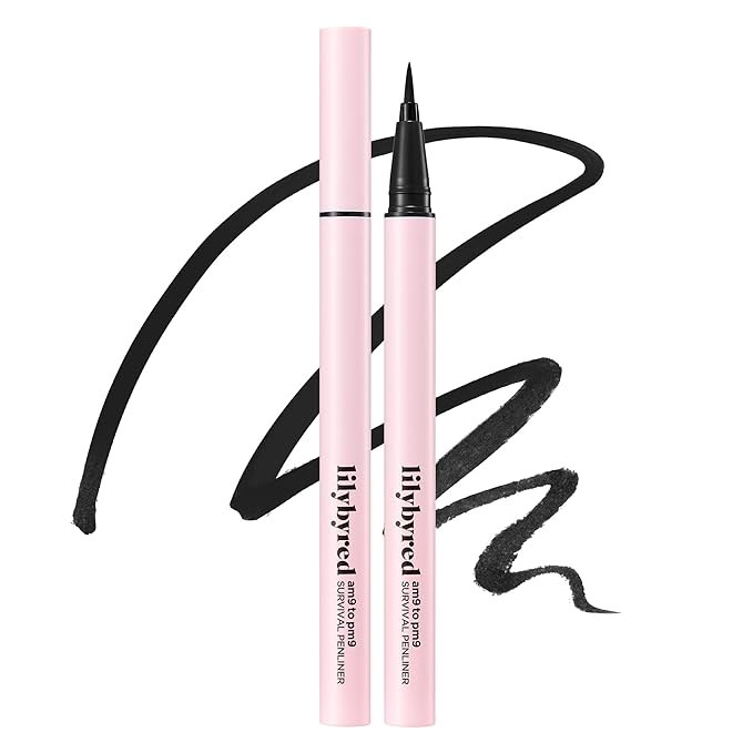 lilybyred AM9 to PM9 Survival Penliner | Korean Waterproof Liquid Eyeliner, 0.1mm Ultra-Fine Brush, Highly Pigmented, Quick-Dry, Smudge-Proof, Long-Lasting, Precision Line, 0.021 oz. (01 Matt Black)