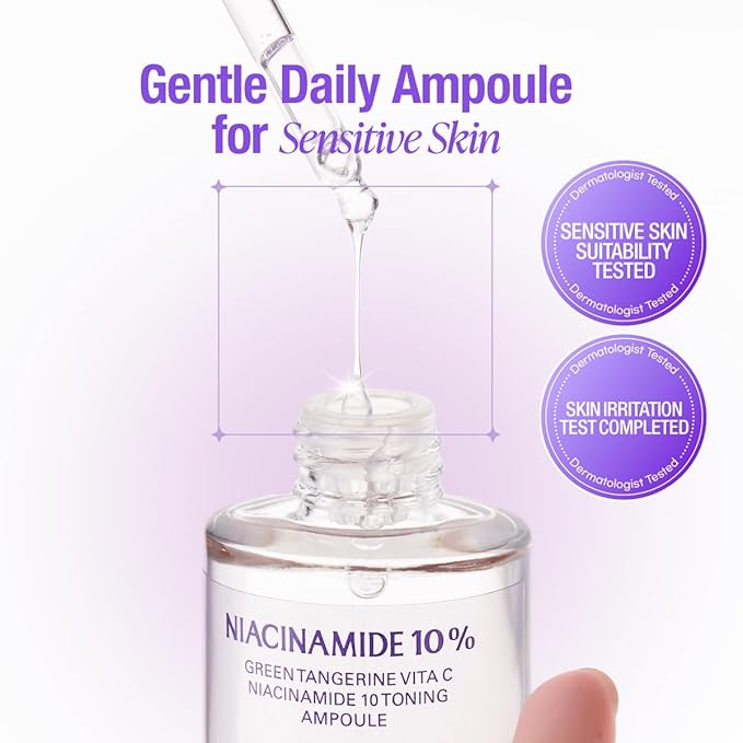 GOODAL Green Tangerine Vita C Niacinamide 10 Toning Ampoule - Facial Serum for Natural Glow, Daily Use, Pore Minimizer for Face, Hydrating, Korean Skincare, K Beauty (30ml/1.01 fl.oz.)