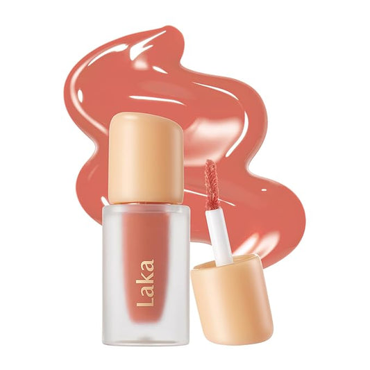 Laka Fruity Glam Lip Tint Mini, Glowing Lip Stain with Wide Color Spectrum, Hydrating & Lightweight Texture, Long-Lasting Bold Stain, Non-Sticky, Vegan, K-Beauty (#125 Mango)