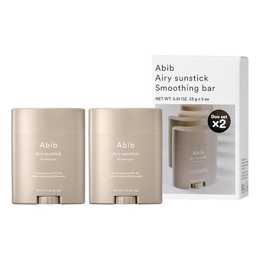 Abib Airy Sunstick Protection Bar DUO Broad Spectrum SPF50+ 1.62 oz / 46 g (Semi-matte) | Korean Suncreen Stick Suncare Sunblock, No Whitecast, Protector Solar Barra, Water resistant