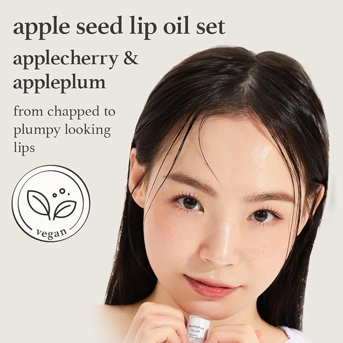 NOONI Korean Lip Oil Set - Applecherry & Appleplum | Long-Lasting, Moisturizing, Plumping, Revitalizing for Dry Lips, Waterproof, No Peel Off, 0.12 FL Oz x 2ea