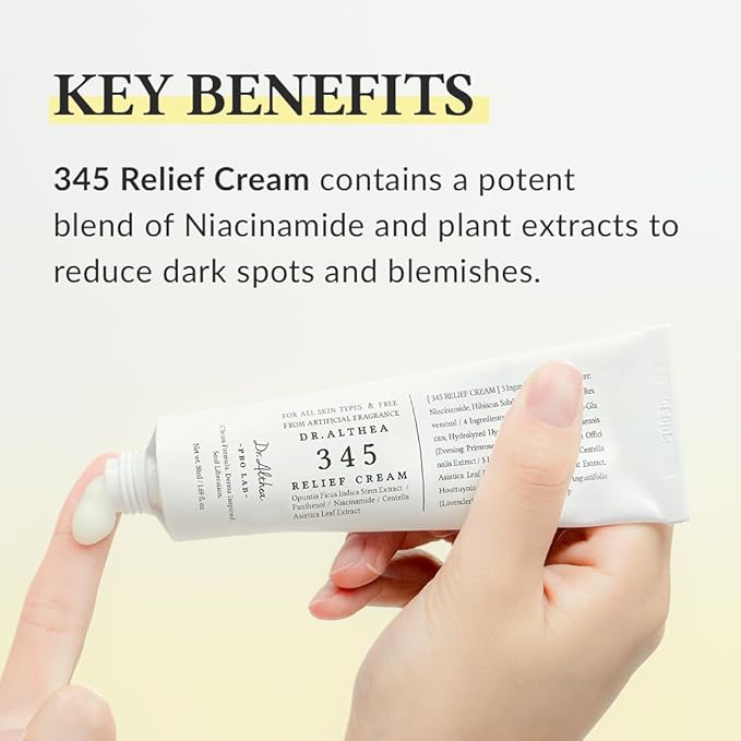 Dr.Althea 345 Relief Cream, Daily Face Moisturizer, Blemish Relief Care, Soothing Recovery & Moisture, Korean Vegan Skin Care for All Skin Types, 1.69 Fl Oz (Pack of 2)