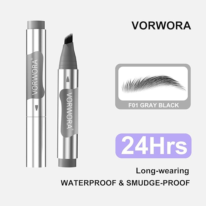Eyebrow Pencil Black, Microblading Eyebrow Pencil Waterproof, Multi-Tip Angled Brow Brush, Eyebrow Pencils for Women, Long Lasting Eyebrow Dye with Hair-Like Strokes Brows, Soft Black