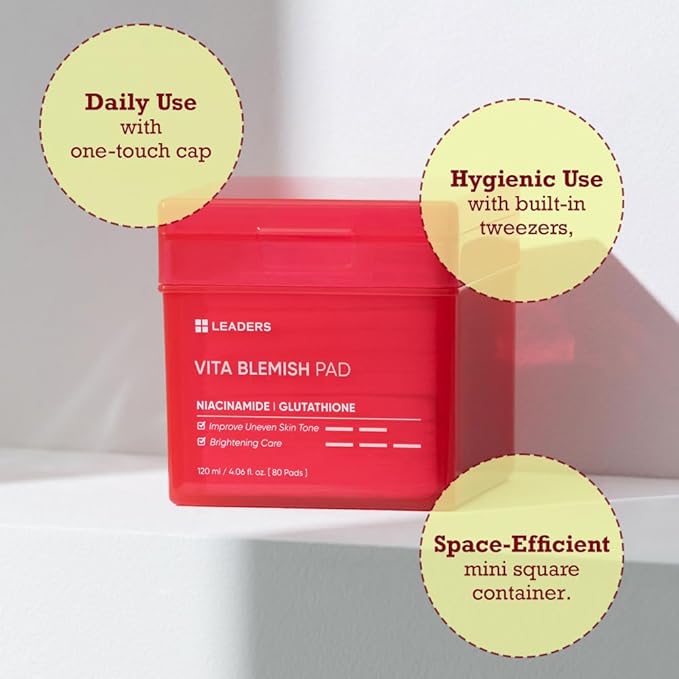 LEADERS Vita Pad - Targeted Solution for Skin Vegan-Certified | Gentle Formula | 80 Pads x 120ml