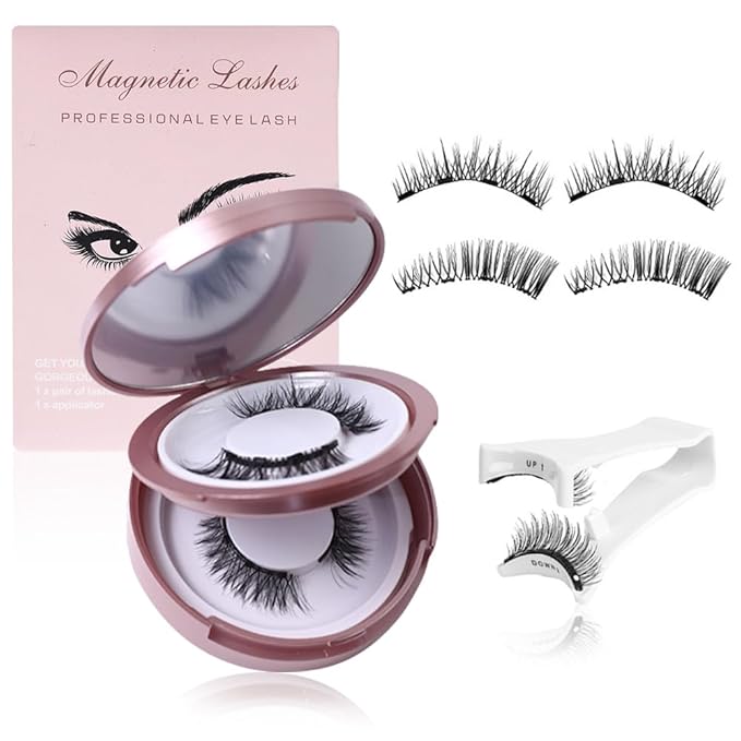 Elara Craft Magnetic Eyelashes, Eyelashes with Applicator, Natural Look, Reusable Glue-free False Eyelashes Series (Nature Series(EA10+EM10))