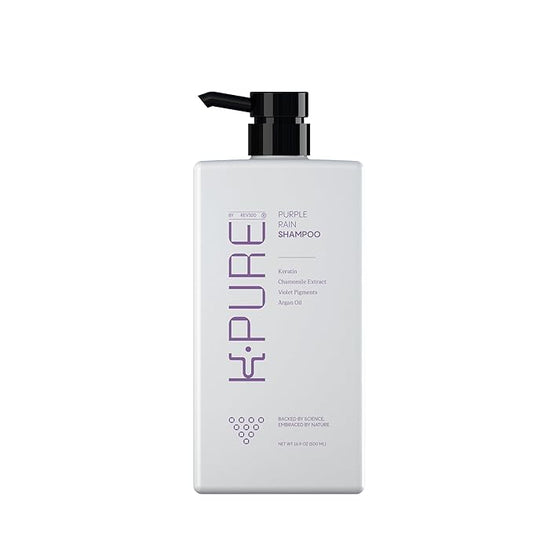 Rev320 Purple Rain Keratin Shampoo by K-Pure, Sulfate & Paraben Free, Anti-Brass Purple Shampoo for Blonde, Silver, and Gray Hair, Deep Hydration & Frizz Control for Color Treated and Damaged Hair