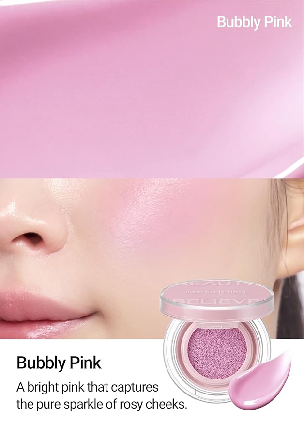 JUNGSAEMMOOL Artist Cushion Blush (Bubbly Pink) | Easy to Blend, Lightweight, Hydrating Cushion Blush for Dewy & Glowing Cheeks