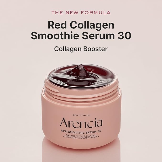 Arencia Overnight Red Smoothie Face Mask Serum, Glowing & Soothing with 30% red collagen, Niacinamide, Peptide, Vitamin E