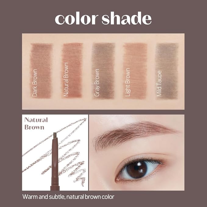 ETUDE Bare Edge Brow Pencil, Eyebrow Pencil, Slim 3D Hexagon, Natural Looking, Korean Makeup, Beauty, Natural Brown (0.003 Ounce)