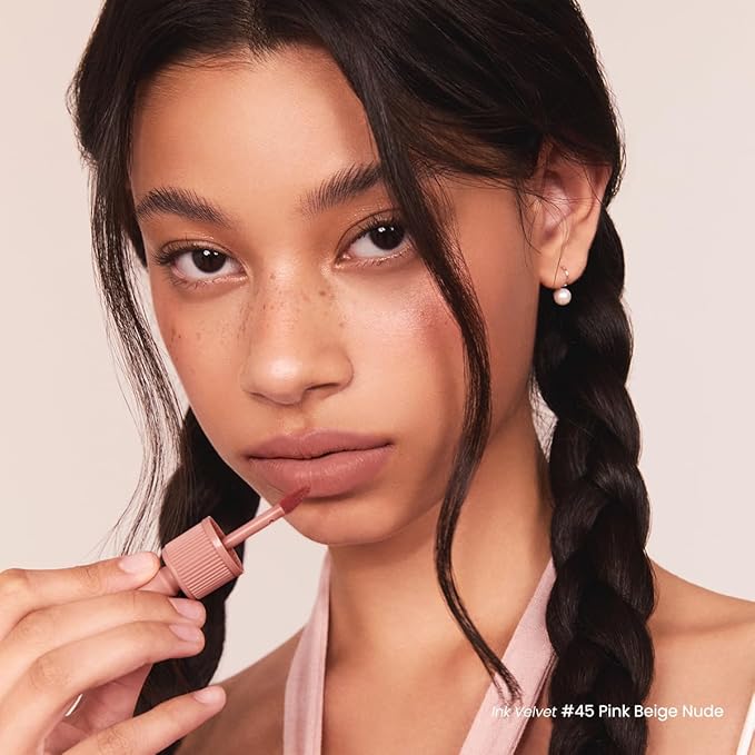 Peripera Ink the Velvet Lip Tint - High Pigment Color, Longwear, Weightless, Not Animal Tested, Gluten-Free, Paraben-Free (045 PINK BEIGE NUDE)
