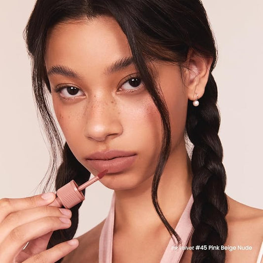 Peripera Ink the Velvet Lip Tint - High Pigment Color, Longwear, Weightless, Not Animal Tested, Gluten-Free, Paraben-Free (045 PINK BEIGE NUDE)