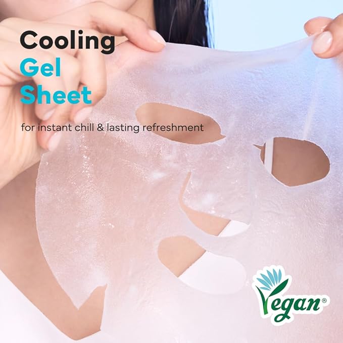 SAM’U PH Sensitive Cool Fit Face Mask – Cooling & Heat Relief Semi-Gel Vegan Sheet Mask with Aloe Vera and Xylitol, Refreshing Travel-Friendly Korean Skincare (5 Sheets)