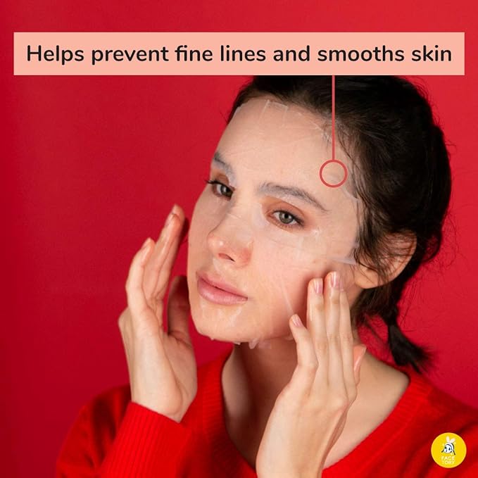 FACETORY K Beauty Face Mask Skin Care - ACE THAT FACE FIRMING COLLAGEN Sheet Mask with Collagen & Mushroom Extract | For Plump and Glowing Skin (10 Pack)