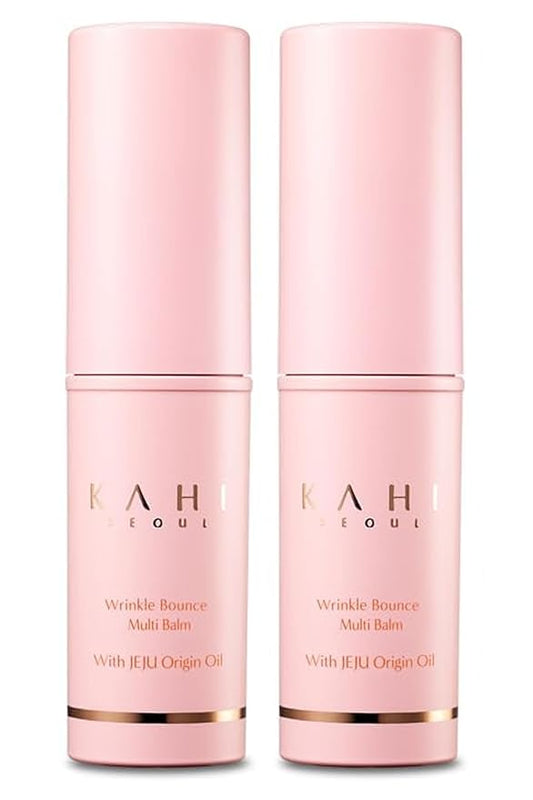 KAHI Wrinkle Bounce Multi Balm - DUO EDITION | All-in-One Hydrating Balm Eye Cream Make Up Base & Moisture Stick | Daily Moisturizer Stick with Salmon-derived sodium DNA (0.32 oz - Pack of 2)