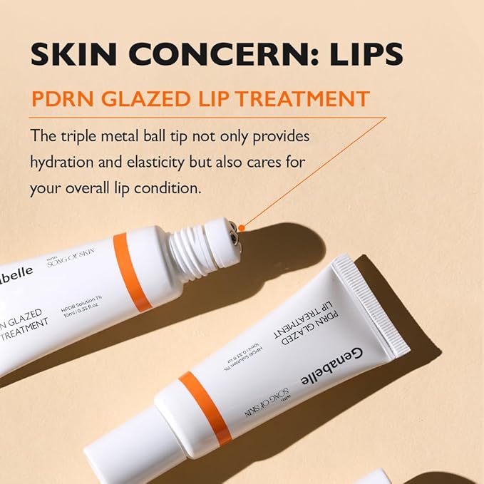Genabelle PDRN Glazed Lip Treatment – Hydrating & Plumping Lip Balm with PDRN & Peptides for Soft, Glossy Lips – Intensive Lip Repair & Moisture Lock- 0.33 fl oz