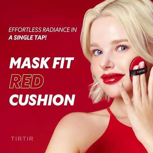 TIRTIR Mask Fit Red Cushion Foundation | Full coverage, Weightless, Skin fit, Satin Glow Finish, Korean Makeup BB Foundation, beauty, Tattoo cover up, Buildable (#13W Cream, 0.63 Fl Oz)